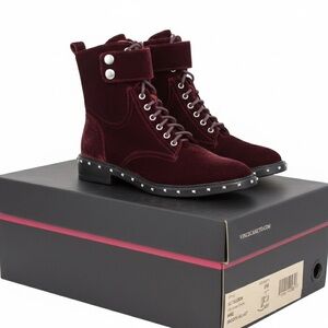 NWT Vince Camuto Velvet Burgundy Combat Boots